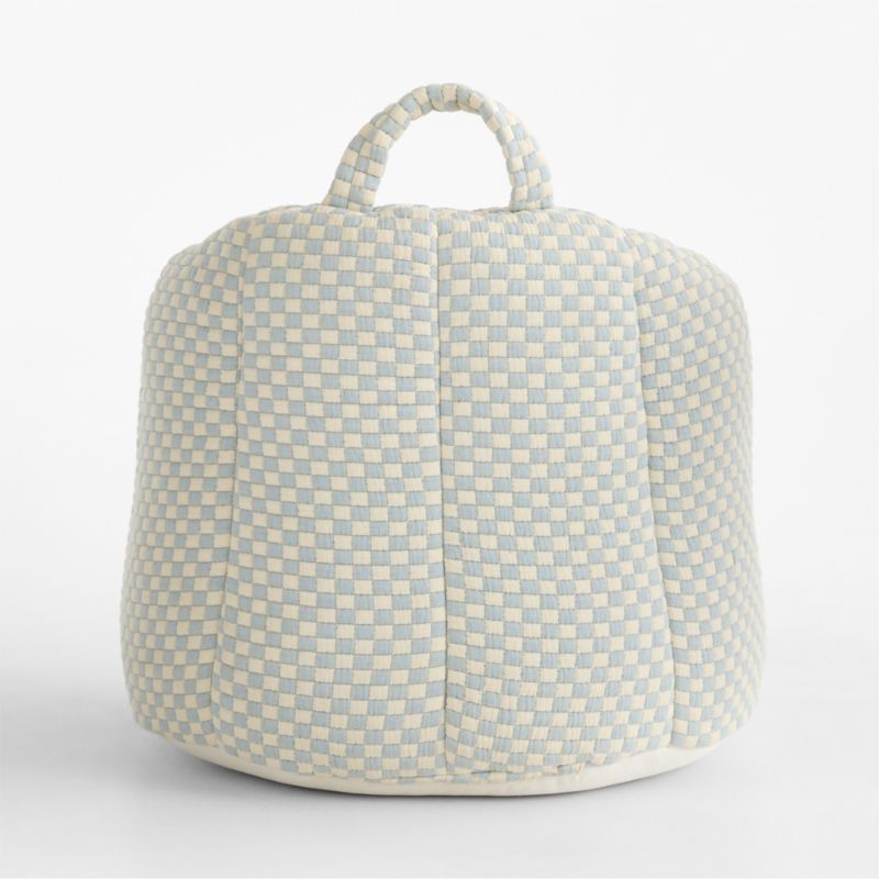 Quinn Sky Blue Checkered Matelass Kids Scallop Lounge Chair - image 3 of 5