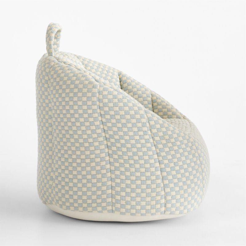 Quinn Sky Blue Checkered Matelass Kids Scallop Lounge Chair - image 2 of 5