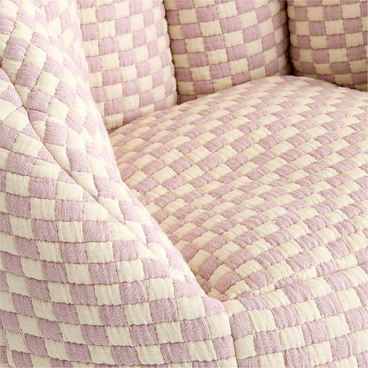 Quinn Sunset Purple Checkered Matelass Kids Scallop Lounge Chair