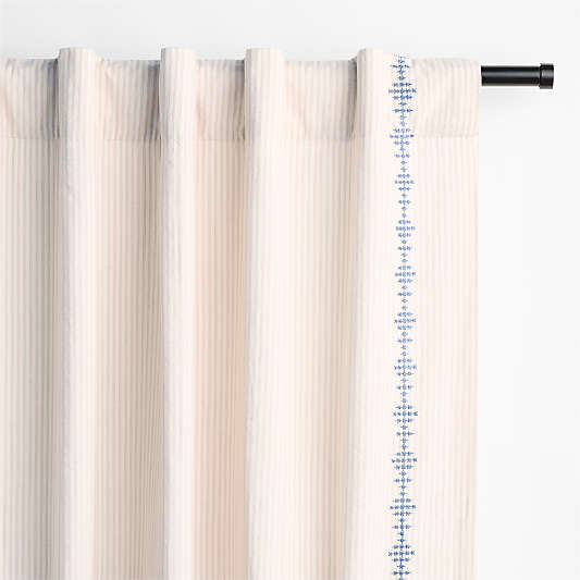 Quinn Embroidered Stripe Ivory Mauve Kids Window Panel