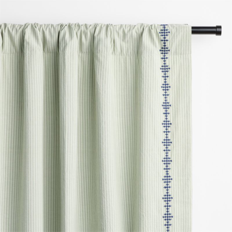 Quinn Embroidered Stripe Verte Green Window Panel 44"x63" - image 2 of 4