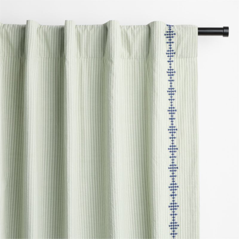 Quinn Embroidered Stripe Verte Green Window Panel 44"x63" - image 1 of 4