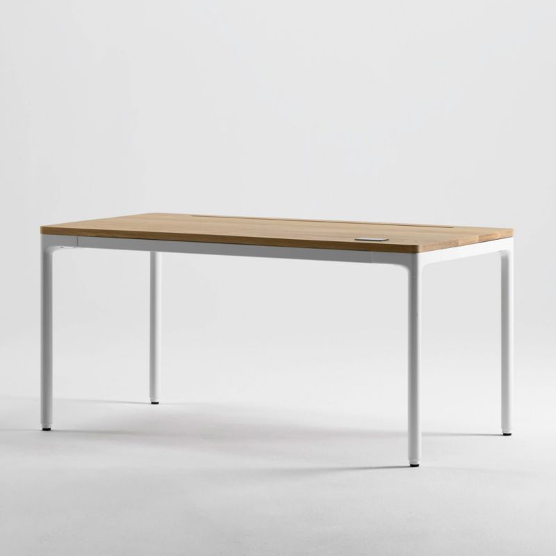Humanscale ® Quattro 60" Oak Wood and White Adjustable Standing Desk - image 2 of 5