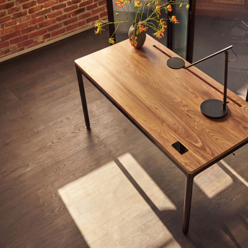 Humanscale ® Quattro 48" Walnut Wood and Black Adjustable Standing Desk - image 1 of 3