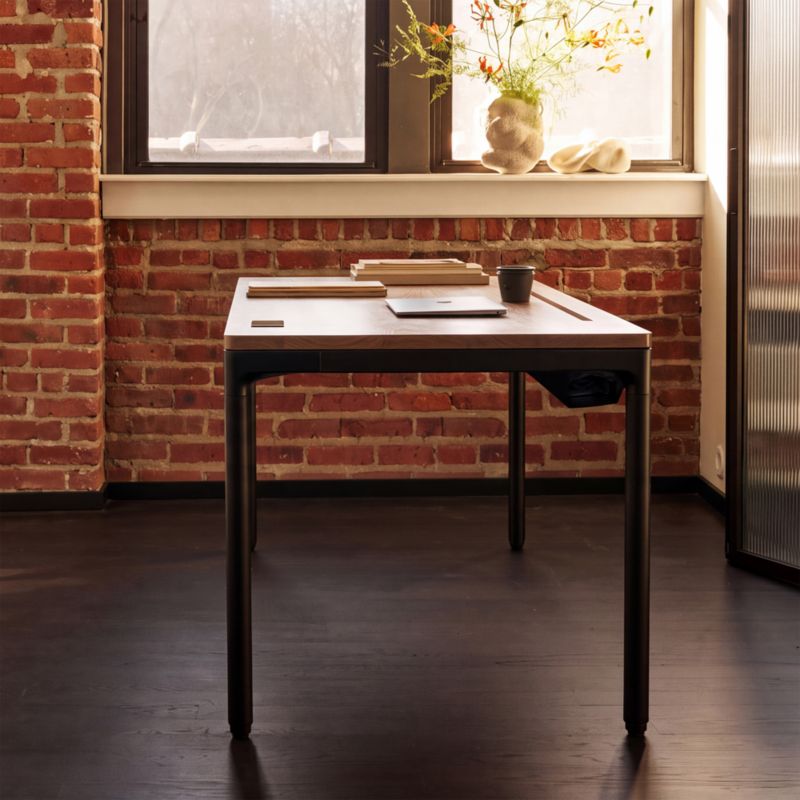 Humanscale ® Quattro 48" Walnut Wood and Black Adjustable Standing Desk - image 2 of 3
