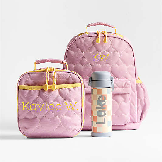 Quilted Purple Heart Kids Backpack Bundle