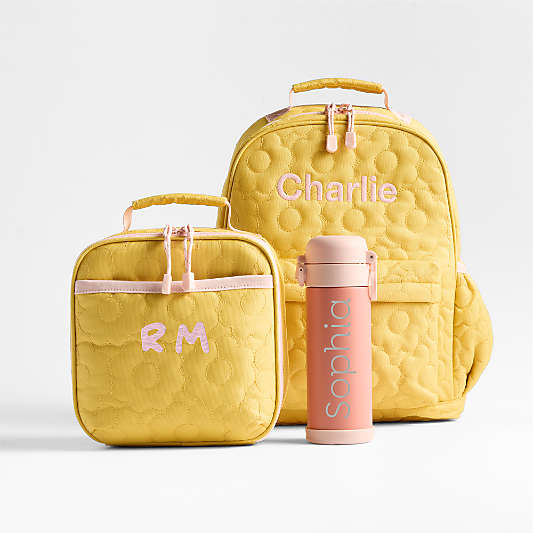 Quilted Yellow Flower Kids Backpack Bundle