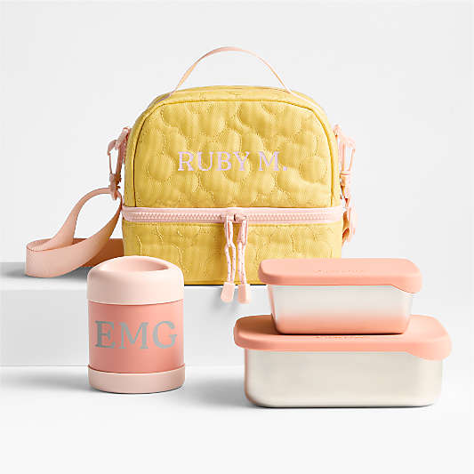 Quilted Yellow Flower Kids Lunch Box Bundle