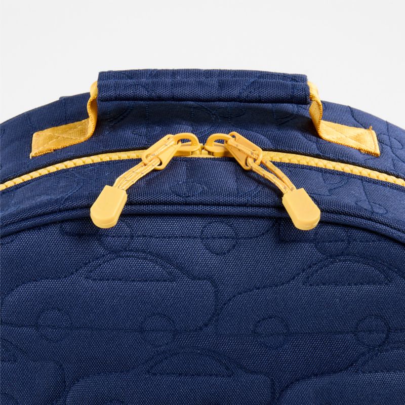 Quilted Blue Car Kids Backpack with Side Pockets