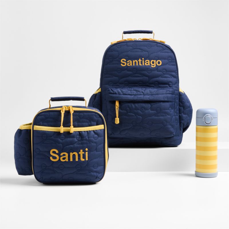 Quilted Blue Car Kids Backpack Bundle - image 0 of 12