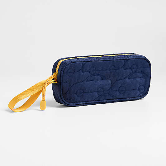 Quilted Blue Car Soft Kids Pencil Case