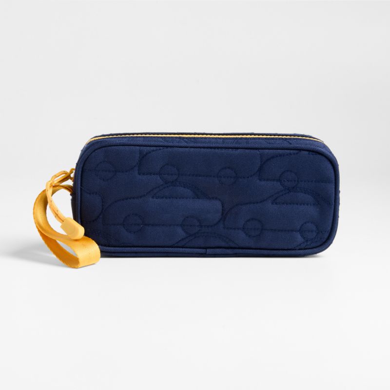 Quilted Blue Car Soft Kids Pencil Case