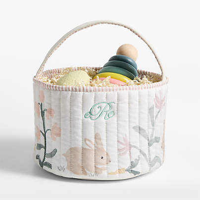 Quilted Tofu Cream Bunny Kids Easter Basket