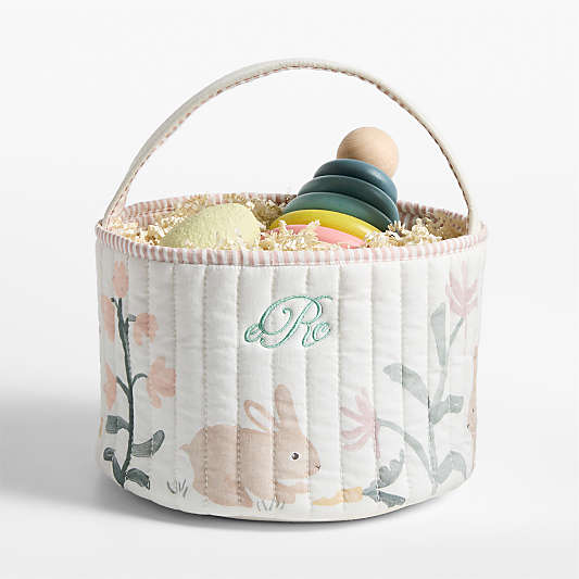 Quilted Tofu Cream Bunny Kids Easter Basket