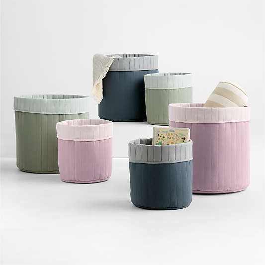 Quilted Iceberg Green Reversible Floor Storage Bin