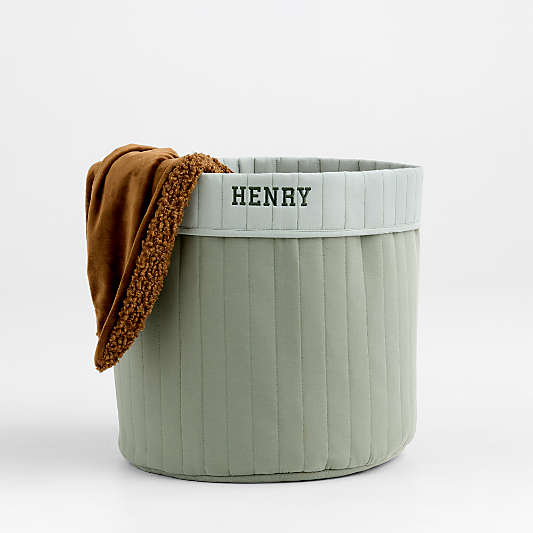 Quilted Iceberg Green Reversible Floor Storage Bin
