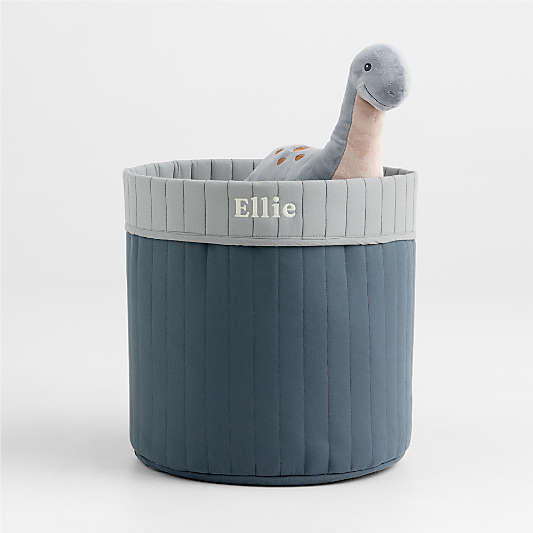 Quilted Quarry Blue Reversible Floor Storage Bin