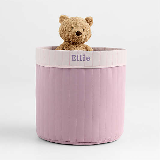 Quilted Hushed Violet Purple Reversible Floor Storage Bin