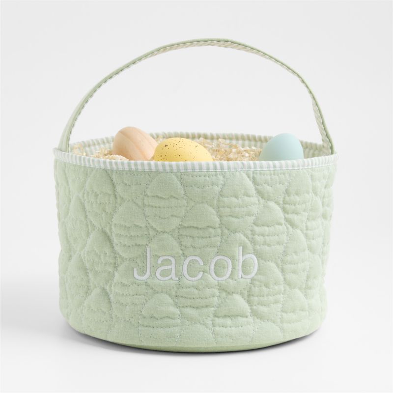 Quilted Seafoam Green Egg Kids Easter Basket - image 0 of 10