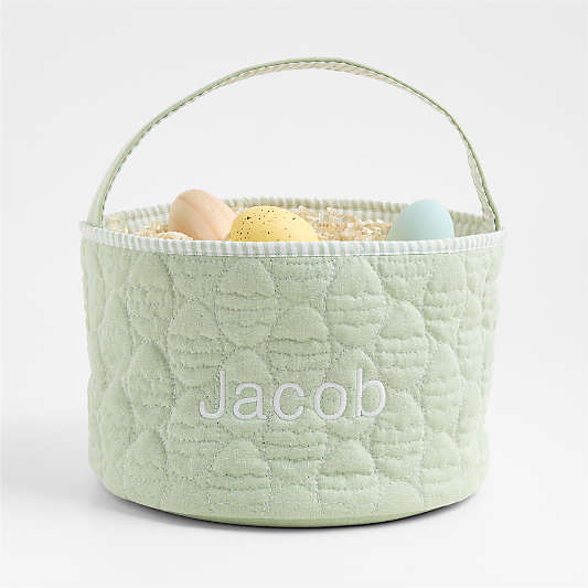 Quilted Seafoam Green Egg Kids Easter Basket