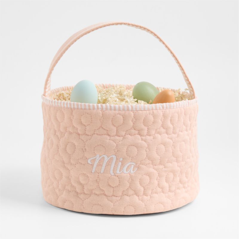 Quilted Elegant Pink Daisy Kids Easter Basket - image 0 of 9