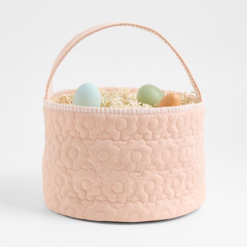 Quilted Elegant Pink Daisy Kids Easter Basket - image 4 of 9