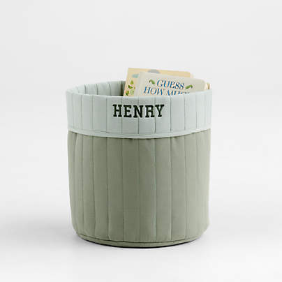 Quilted Iceberg Green Reversible Shelf Storage Bin