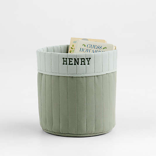 Quilted Iceberg Green Reversible Shelf Storage Bin