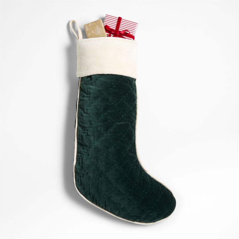 Green Quilted Velvet Christmas Stocking - image 3 of 4