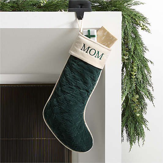 Green Quilted Velvet Christmas Stocking