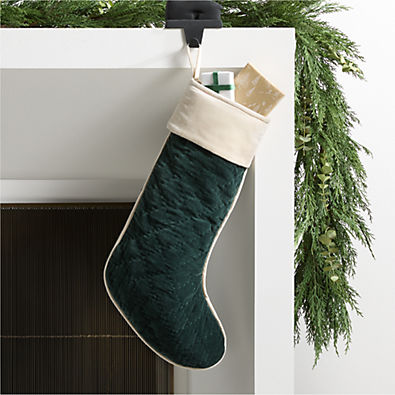 View Green Quilted Velvet Christmas Stocking details