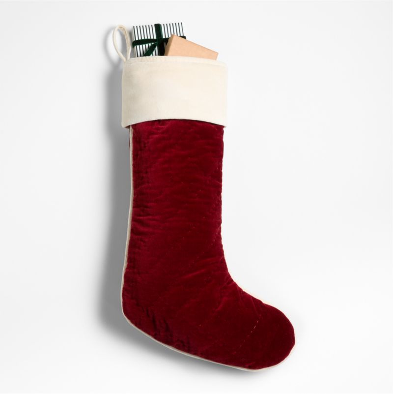 Red Quilted Velvet Christmas Stocking - image 3 of 4