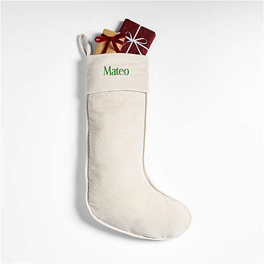 Ivory Quilted Velvet Christmas Stocking