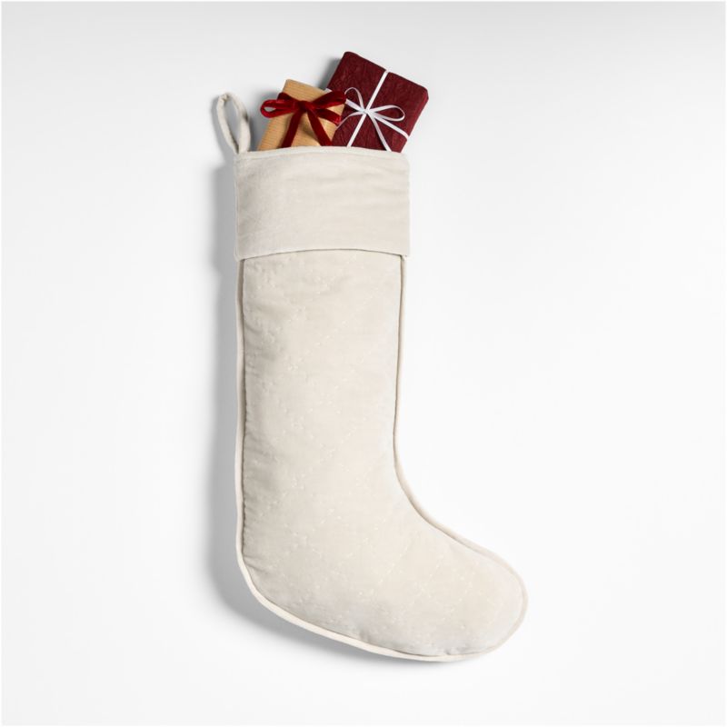 Ivory Quilted Velvet Christmas Stocking - image 3 of 5