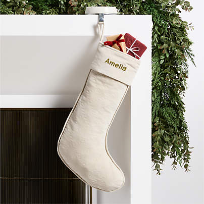 Ivory Quilted Velvet Christmas Stocking