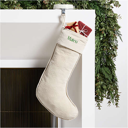 Ivory Quilted Velvet Christmas Stocking