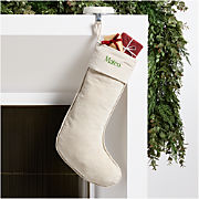 Ivory Quilted Velvet Christmas Stocking