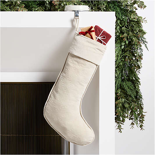 Ivory Quilted Velvet Christmas Stocking