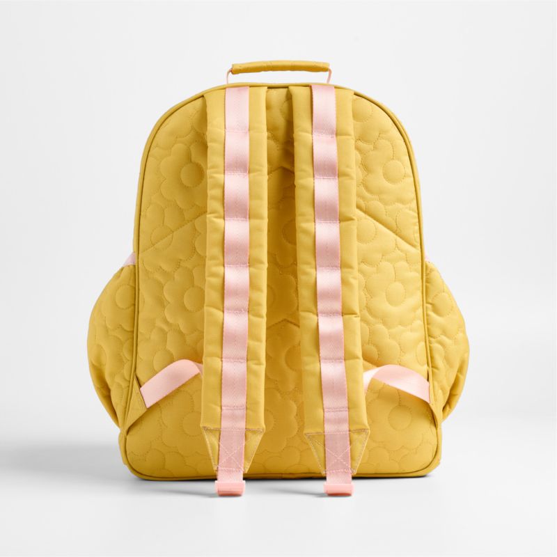 Quilted Yellow Flower Kids Backpack with Side Pockets