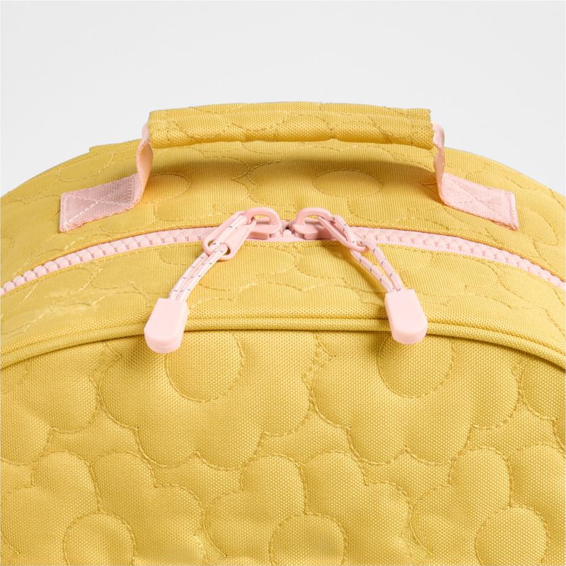 Quilted Yellow Flower Kids Backpack with Side Pockets