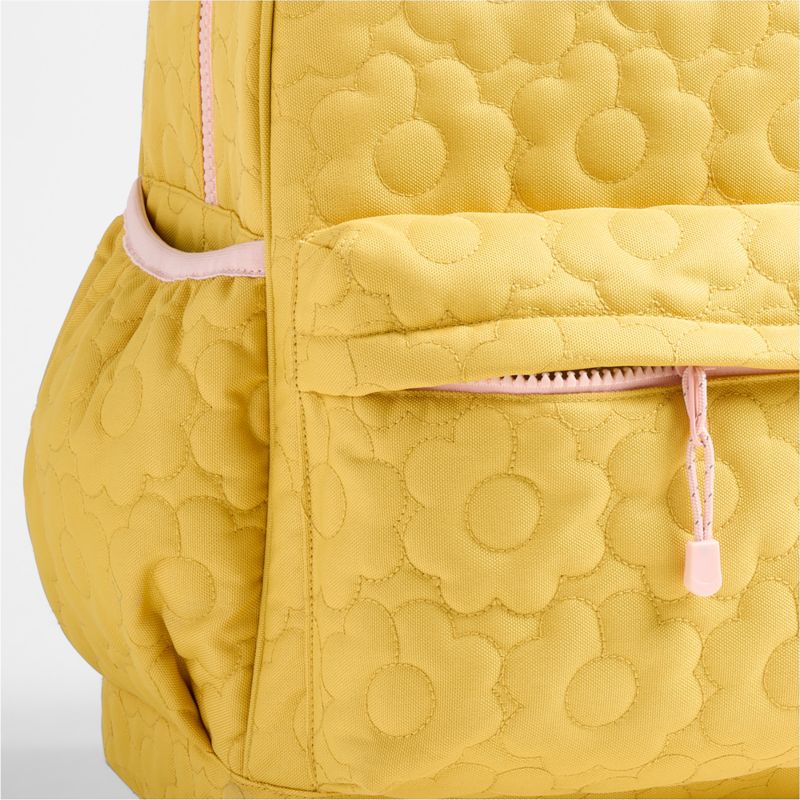 Quilted Yellow Flower Kids Backpack with Side Pockets