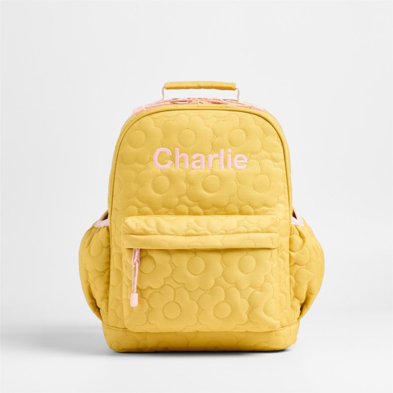 Viewing product image Quilted Yellow Flower Medium Kids Backpack with Side Pockets - image 1 of 13