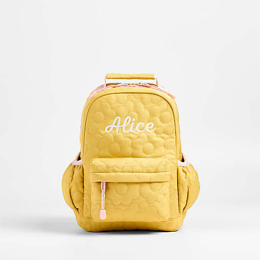 Dreamer Quilted Yellow Flower Small Kids Backpack with Side Pockets