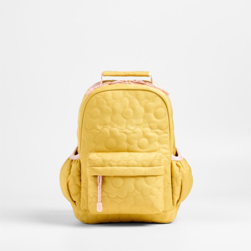 Quilted Yellow Flower Small Kids Backpack with Side Pockets - image 3 of 13