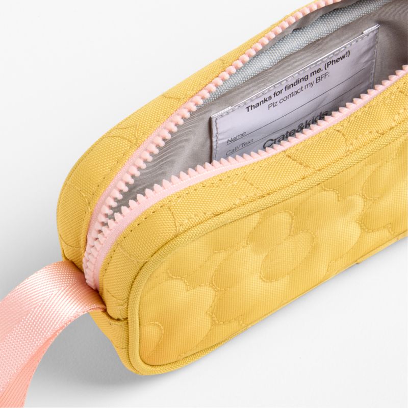 Quilted Yellow Flower Soft Kids Pencil Case