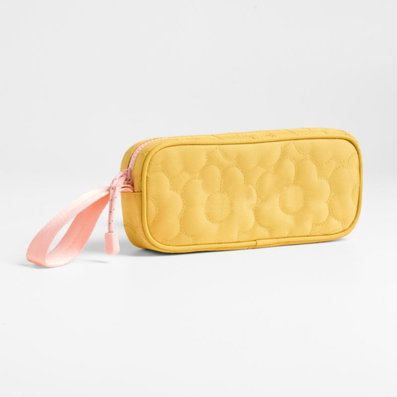 Quilted Yellow Flower Soft Kids Pencil Case