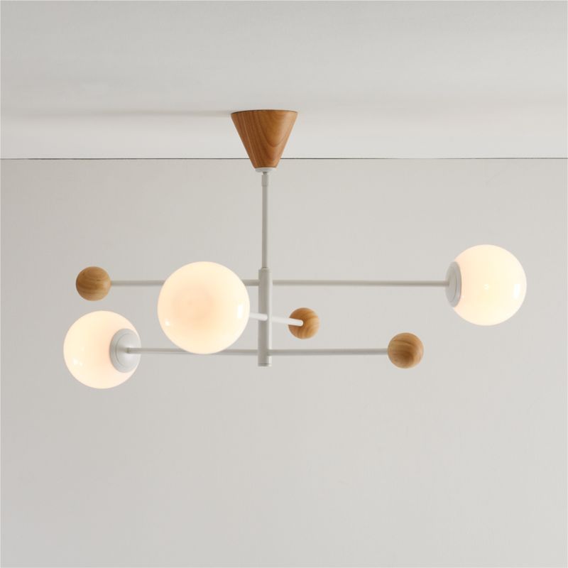 Quinn White Metal & Wood 28" Kids Ceiling Light