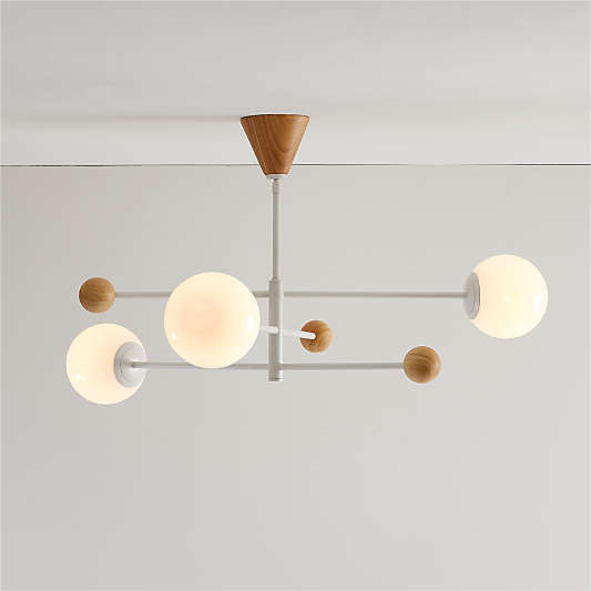 Quinn White Metal & Wood 28" Kids Ceiling Light