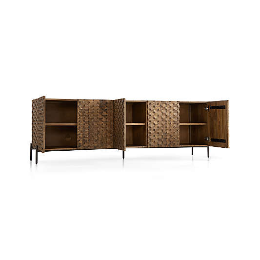 Raffael Carved Wood Storage Media Console