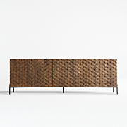 Elle 92" Natural Oak Wood Storage Media Console